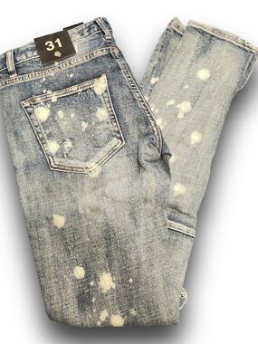Darc Sport Vicious Skinny Bleach Splatter Jeans Blue NWT Size 31